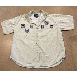 Quizz Again New York Womens M Striped Button Front Shirt Embroidered Cat Windows